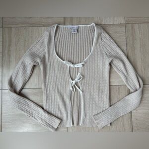 Sincerely Jules Tie Front Cream Cardigan Sweater Women’s Size Small